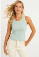 Kadın Mint Halter Yaka Fitilli Bluz MK11