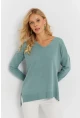Kadın Mint V Yaka Triko Kazak YİL549