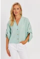 Kadın Mint Yarasa Kol Kısa Gömlek GÇ160