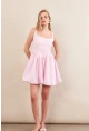 Kadın Pembe Askılı Mini Balon Elbise ERL105