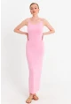 Kadın Pembe Ayarlanabilir Askılı Maxi Elbise MEN2004