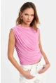 Kadın Pembe Büzgülü Kolsuz Bluz LPP1205-90