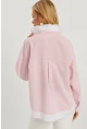 Kadın Pembe Çizgili Gömlek SF2551