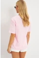 Kadın Pembe Gül Aksesuarlı T-Shirt SF12721