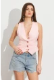 Kadın Pembe Keten Astarlı Yelek TW60046