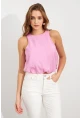 Kadın Pembe Kolsuz Balon Bluz SAN101