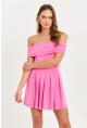 Kadın Pembe Madonna Yaka Mini Elbise MON1262