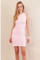 Kadın Pembe Rustik Mini Elbise FLU7310