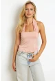 Kadın Pudra Sırtı Açık Bluz EY2819