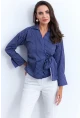 Kadın Saks Bağlamalı Gömlek KED171