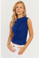 Kadın Saks Büzgülü Bluz YZ625