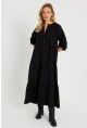 Kadın Salaş Midi Elbise Siyah Q982