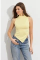 Kadın Sarı Büzgülü Asimetrik Bluz ZH340
