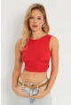 Kadın Sırt Bağlamalı Crop Bluz Kırmızı EY2733