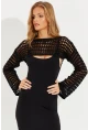 Kadın Siyah Ajurlu Bolero YV115