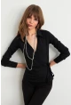 Kadın Siyah Bağlama Detaylı Bluz TF48