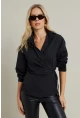 Kadın Siyah Bağlama Detaylı Gömlek ZER418