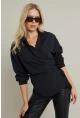 Kadın Siyah Bağlama Detaylı Gömlek ZER418