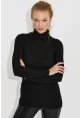 Kadın Siyah Balıkçı Yaka Triko Bluz MMSS128