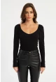 Kadın Siyah Balon Kol Bluz RK42