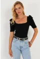 Kadın Siyah Balon Kol Kaşkorse Bluz XL2019