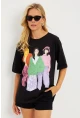 Kadın Siyah Baskılı T-Shirt DY1329