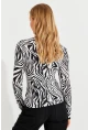 Kadın Siyah-Beyaz Önü Damla Zebra Desenli Bluz LPP1236