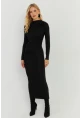 Kadın Siyah Büzgülü Midi Elbise MKED5000