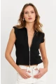 Kadın Siyah Çift Fermuarlı Bluz MOD2352
