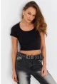 Kadın Siyah Crop Bluz OR0232