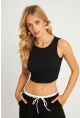 Kadın Siyah Crop Bluz XL2004