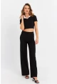 Kadın Siyah Crop Pantolon Takım RU6933