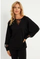 Kadın Siyah Dantel Detaylı Sweatshirt EY2906