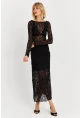Kadın Siyah Dantelli Midi Etek FS9824