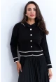 Kadın Siyah Düğme Aksesuarlı Kazak MCNG802