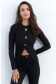 Kadın Siyah Düğme Detaylı Bluz RLO83