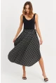 Kadın Siyah-Ekru Asimetrik Puantiyeli Etek LV81