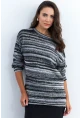 Kadın Siyah-Ekru Çizgili Kazak KAZ28