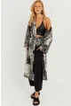 Kadın Siyah-Ekru Desenli Kimono GÇ155