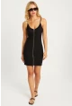 Kadın Siyah Fermuarlı Mini Elbise CY380