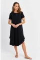 Kadın Siyah Fırfırlı Basic Elbise MALB5005