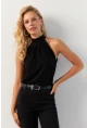 Kadın Siyah Halter Yaka Bluz LPP1273