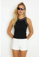 Kadın Siyah Halter Yaka Kaşkorse Bluz AYD326