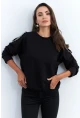 Kadın Siyah İnci Aksesuarlı Sweatshirt RLO85