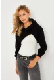 Kadın Siyah Kapüşonlu Crop Sweatshirt  TF03