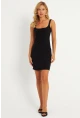 Kadın Siyah Kare Yaka Mini Elbise KED4291