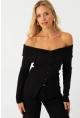 Kadın Siyah Kaşkorse Bluz RLO3032-9