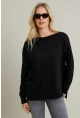Kadın Siyah Kayık Yaka Triko Bluz YİL561