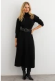 Kadın Siyah Kemerli Balıkçı Yaka Elbise MKSD992