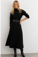 Kadın Siyah Kemerli Balıkçı Yaka Elbise MKSD992